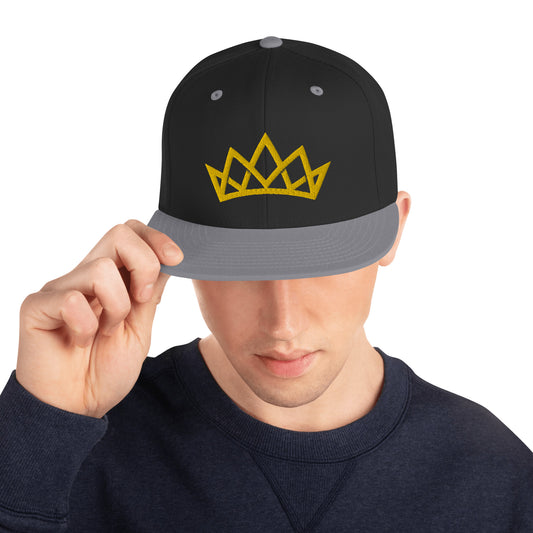 Crown Embroidered Snapback Hat - Yellow