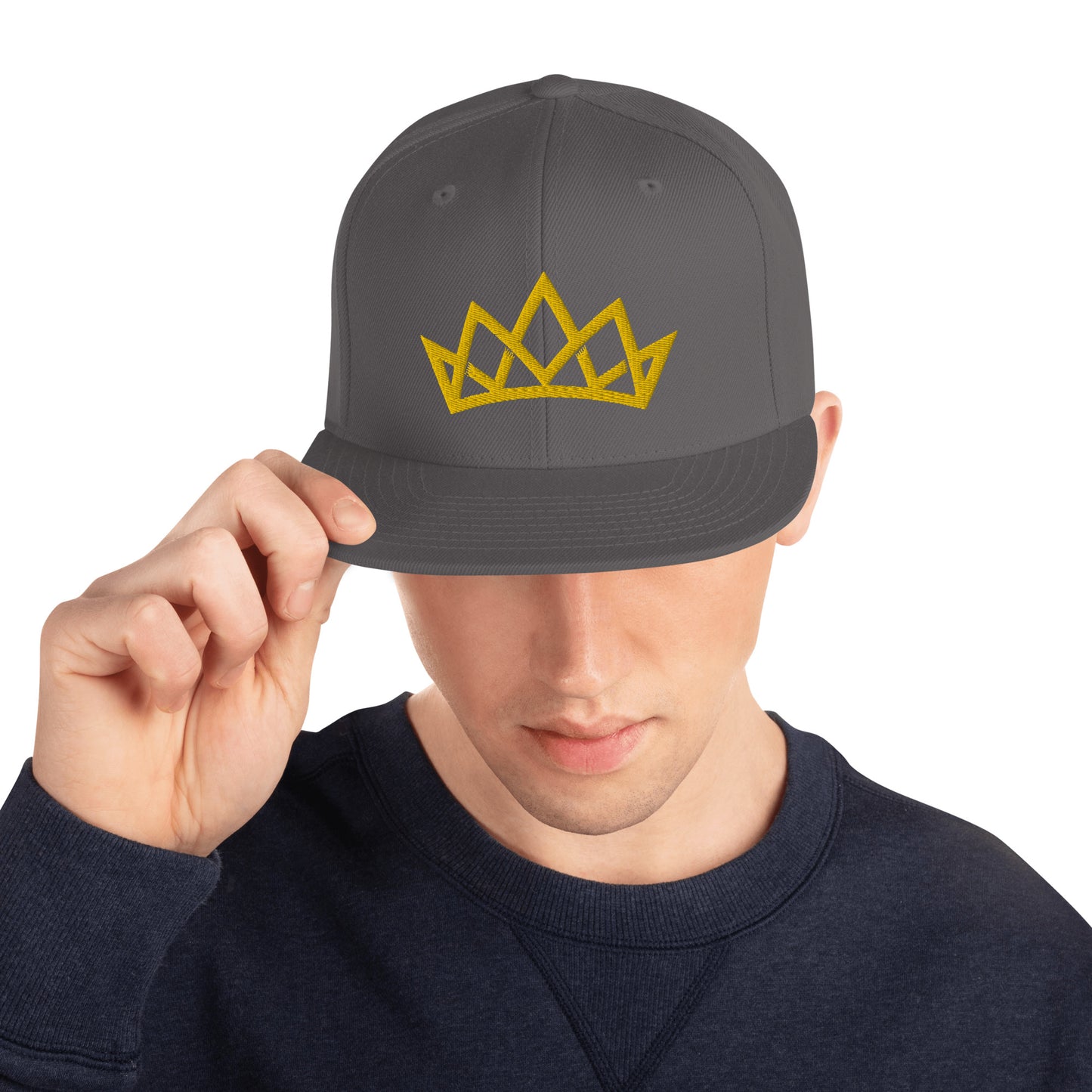 Crown Embroidered Snapback Hat - Yellow