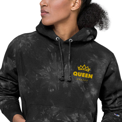 QueenKrazey Unisex Embroidered tie-dye hoodie - Yellow Logo