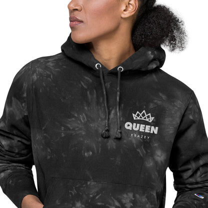 QueenKrazey Unisex Embroidered tie-dye hoodie - White Logo