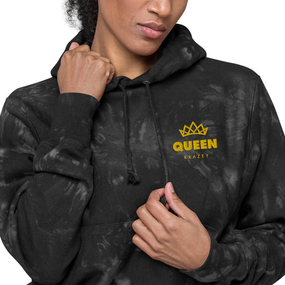 QueenKrazey Unisex Embroidered tie-dye hoodie - Yellow Logo