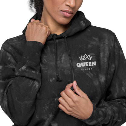 QueenKrazey Unisex Embroidered tie-dye hoodie - White Logo