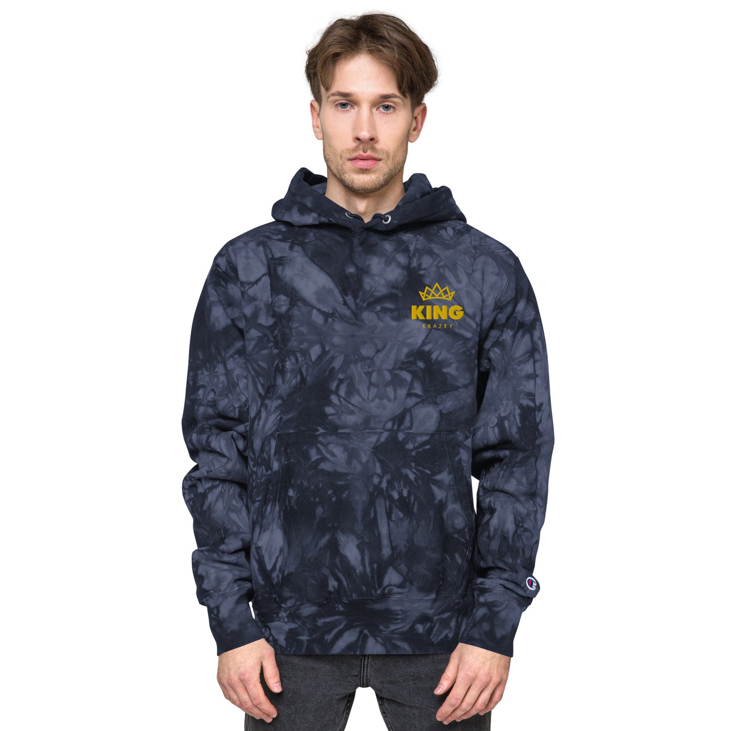 KingKrazey Unisex Embroidered tie-dye hoodie - Yellow Logo