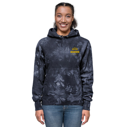 QueenKrazey Unisex Embroidered tie-dye hoodie - Yellow Logo