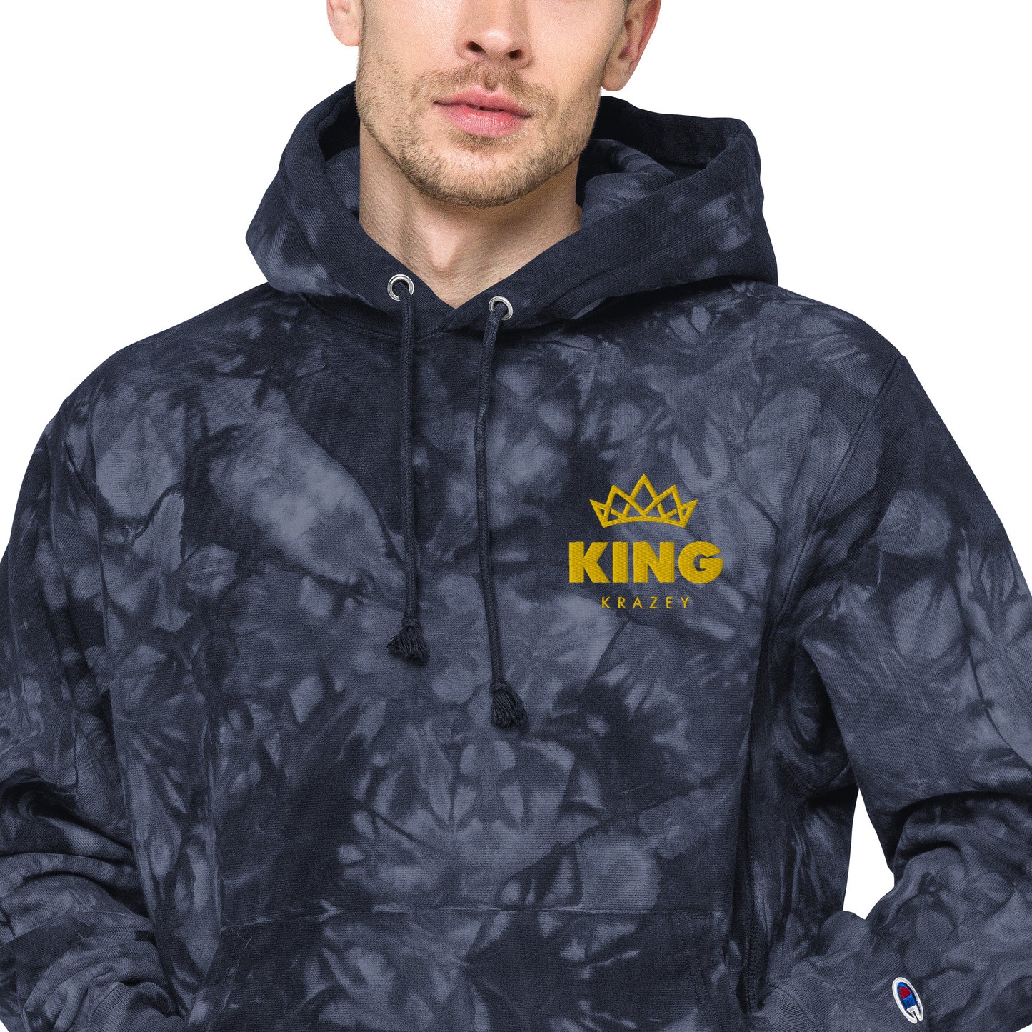 KingKrazey Unisex Embroidered tie-dye hoodie - Yellow Logo