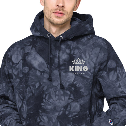 KingKrazey Unisex Embroidered tie-dye hoodie - White Logo