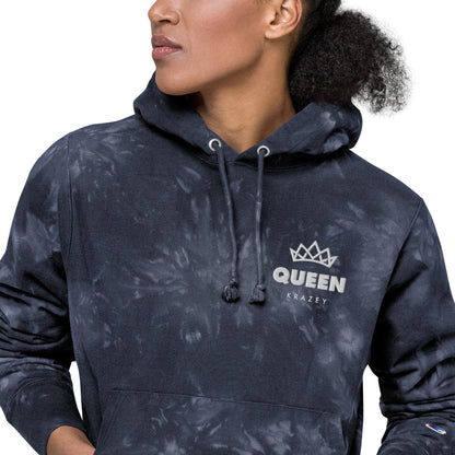 QueenKrazey Unisex Embroidered tie-dye hoodie - White Logo