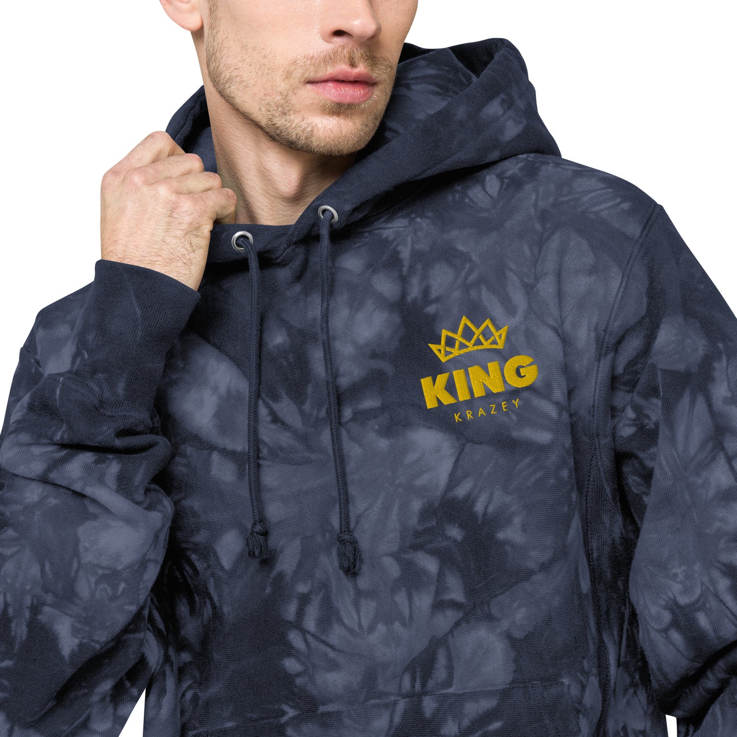 KingKrazey Unisex Embroidered tie-dye hoodie - Yellow Logo