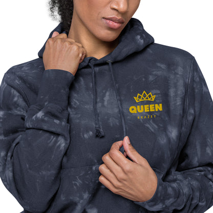 QueenKrazey Unisex Embroidered tie-dye hoodie - Yellow Logo