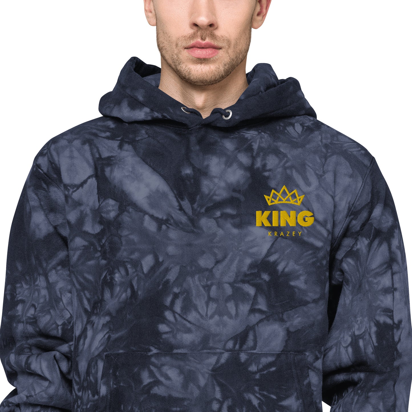 KingKrazey Unisex Embroidered tie-dye hoodie - Yellow Logo