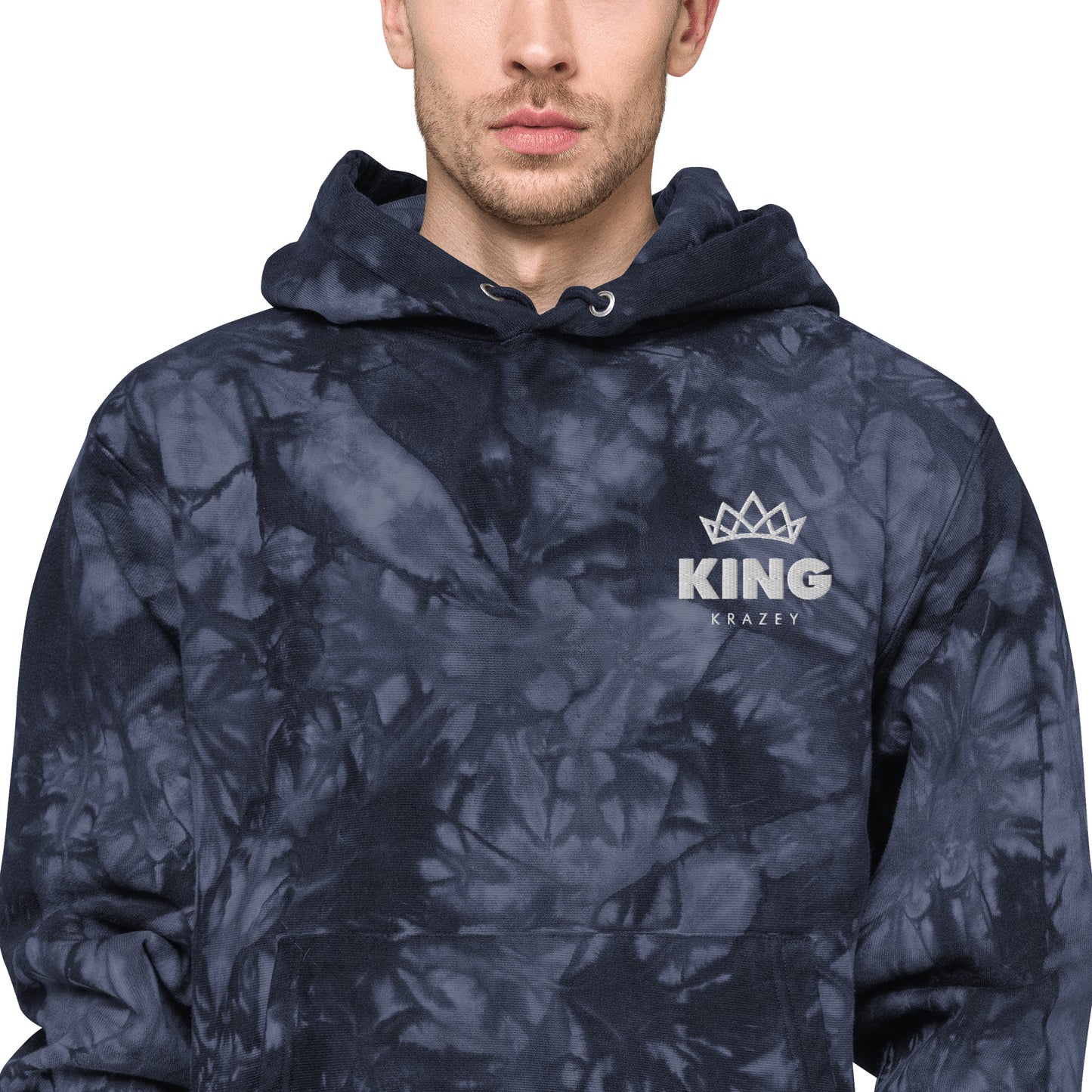 KingKrazey Unisex Embroidered tie-dye hoodie - White Logo