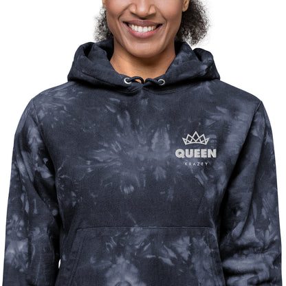 QueenKrazey Unisex Embroidered tie-dye hoodie - White Logo