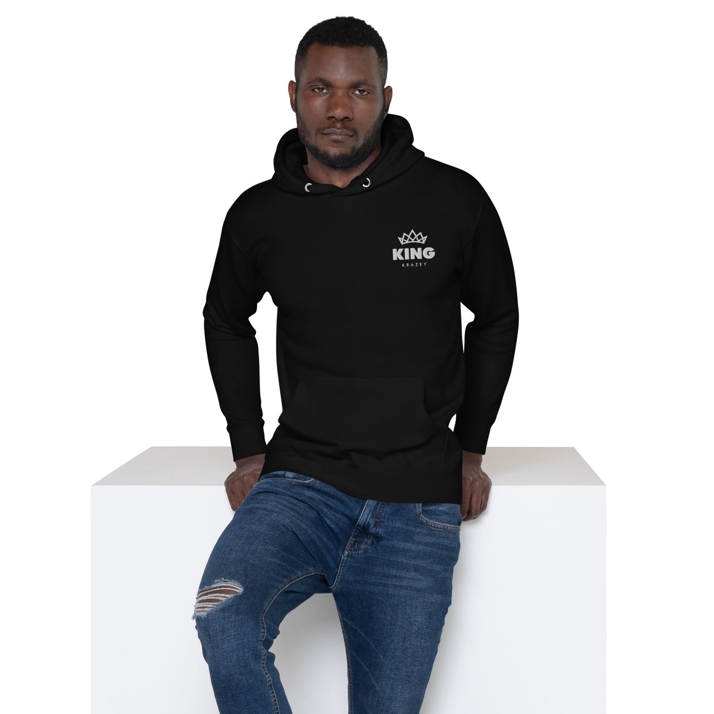 KingKrazey Embroidered Unisex Hoodie - White Logo