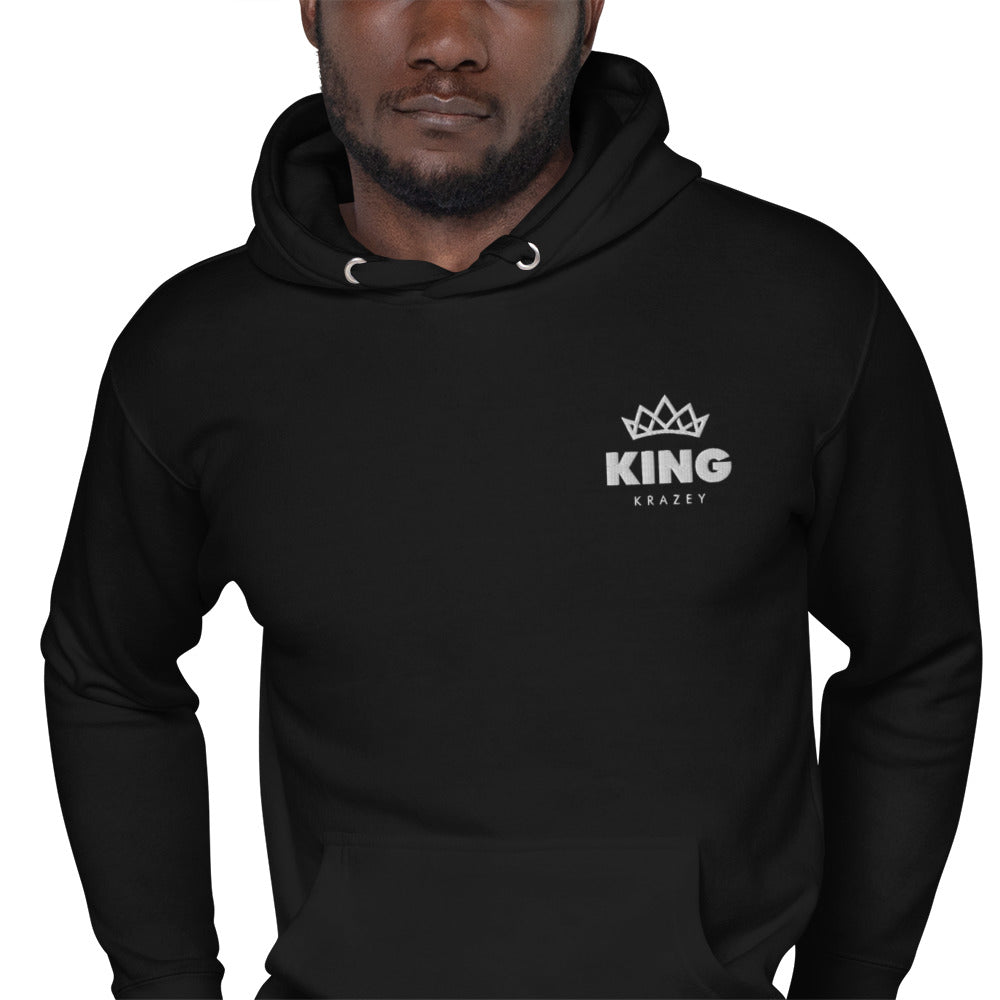 KingKrazey Embroidered Unisex Hoodie - White Logo