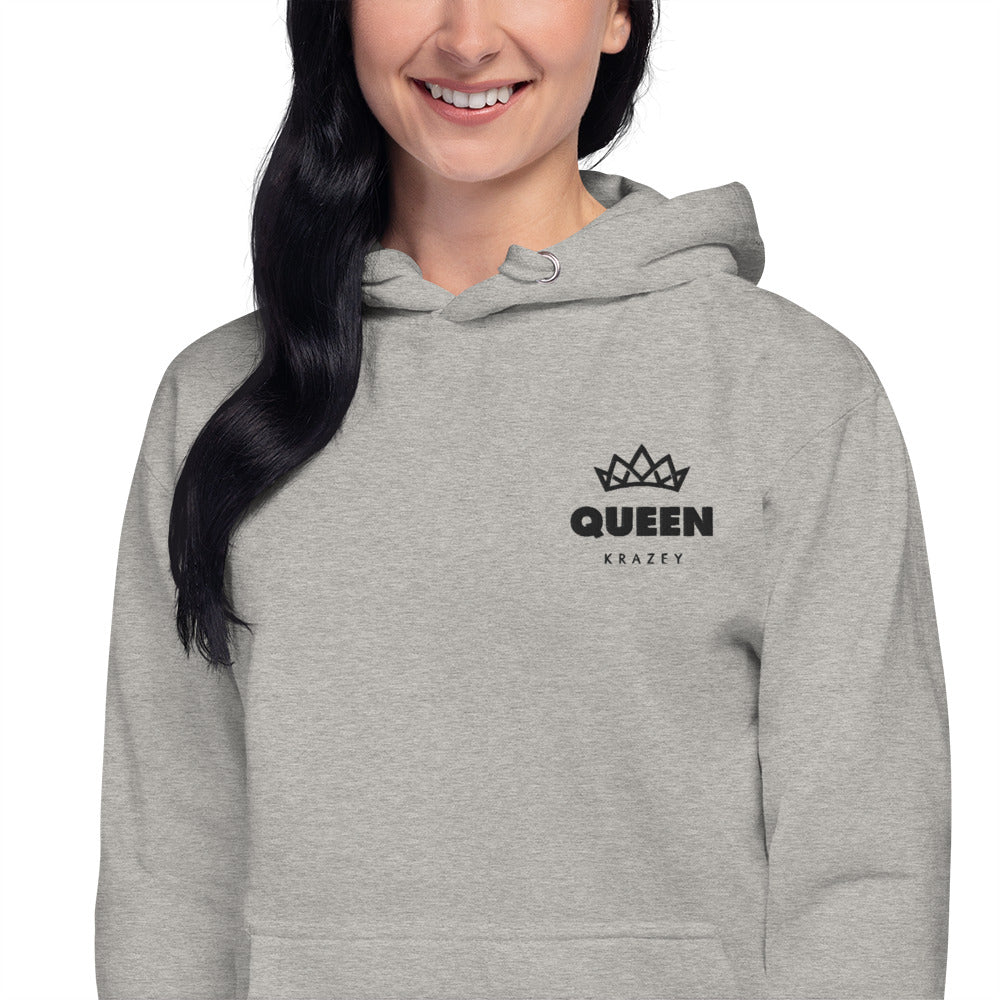 QueenKrazey Embroidered Unisex Hoodie - Black Logo