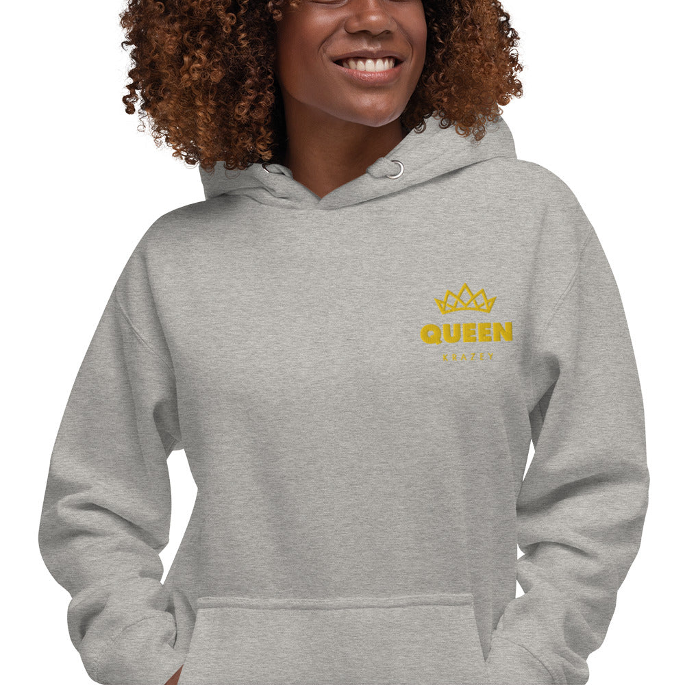 QueenKrazey Embroidered Unisex Hoodie - Yellow Logo