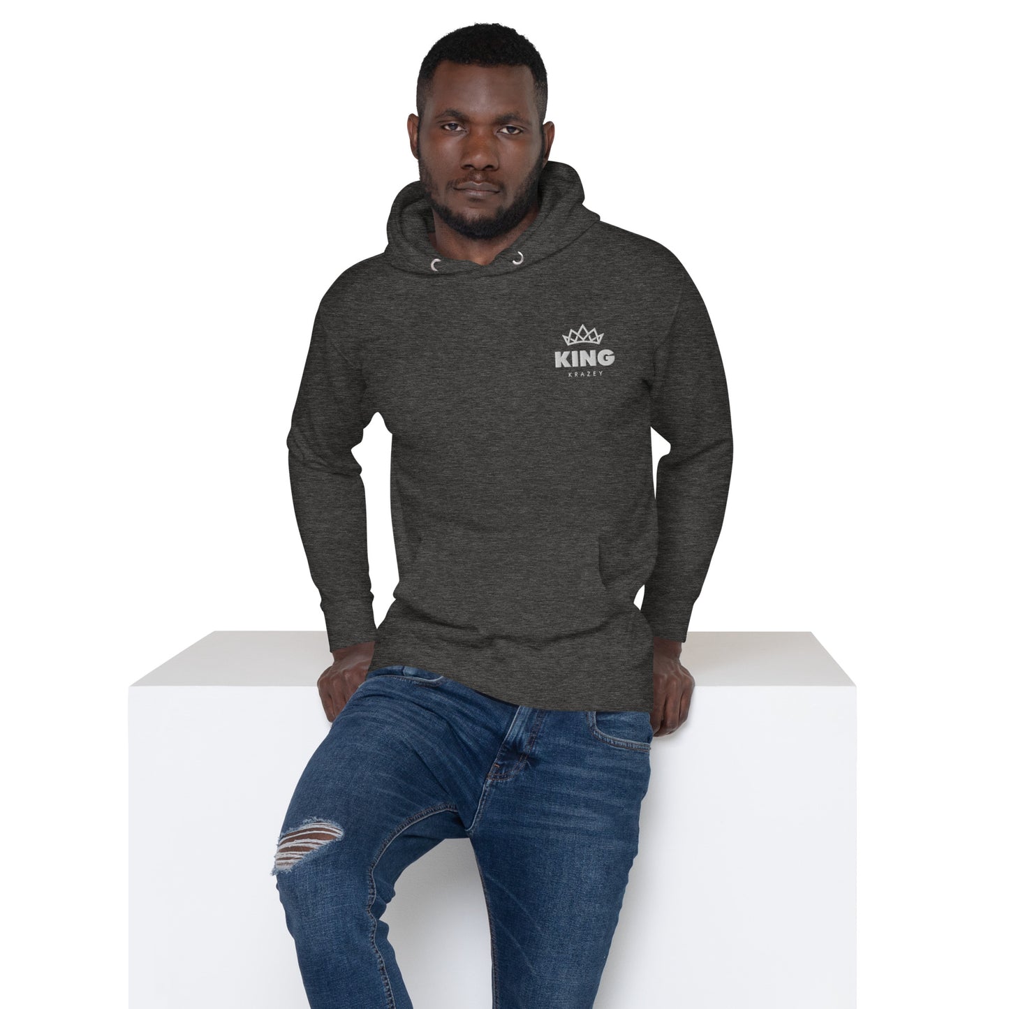 KingKrazey Embroidered Unisex Hoodie - White Logo