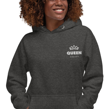 QueenKrazey Embroidered Unisex Hoodie - White Logo