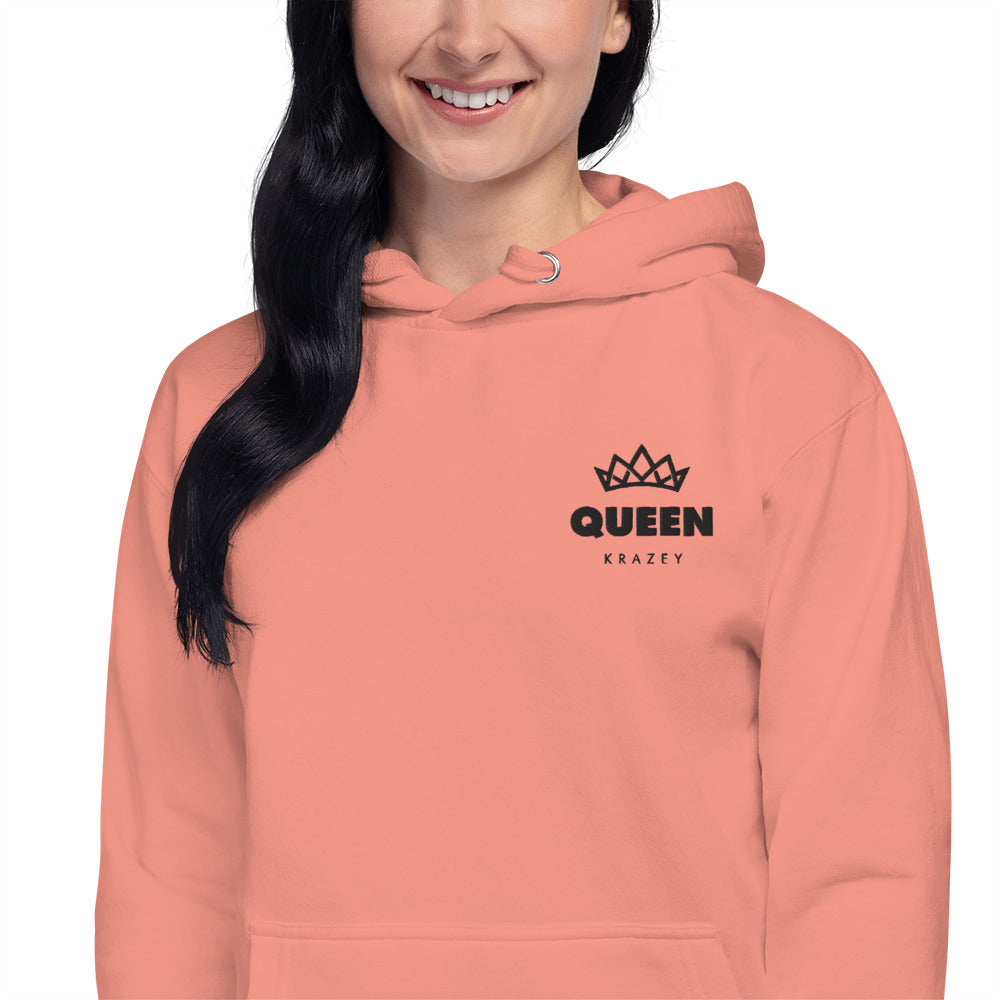 QueenKrazey Embroidered Unisex Hoodie - Black Logo