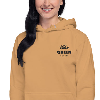 QueenKrazey Embroidered Unisex Hoodie - Black Logo