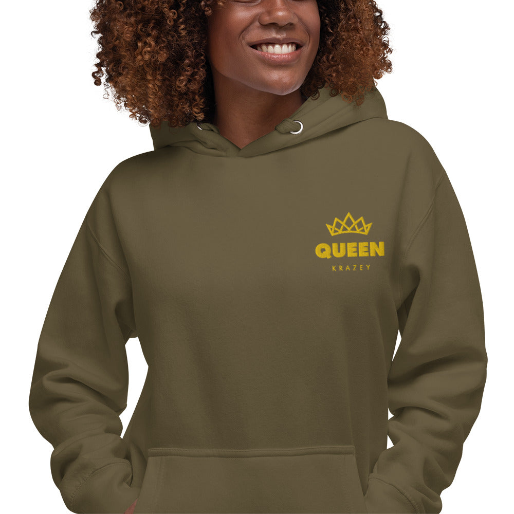 QueenKrazey Embroidered Unisex Hoodie - Yellow Logo