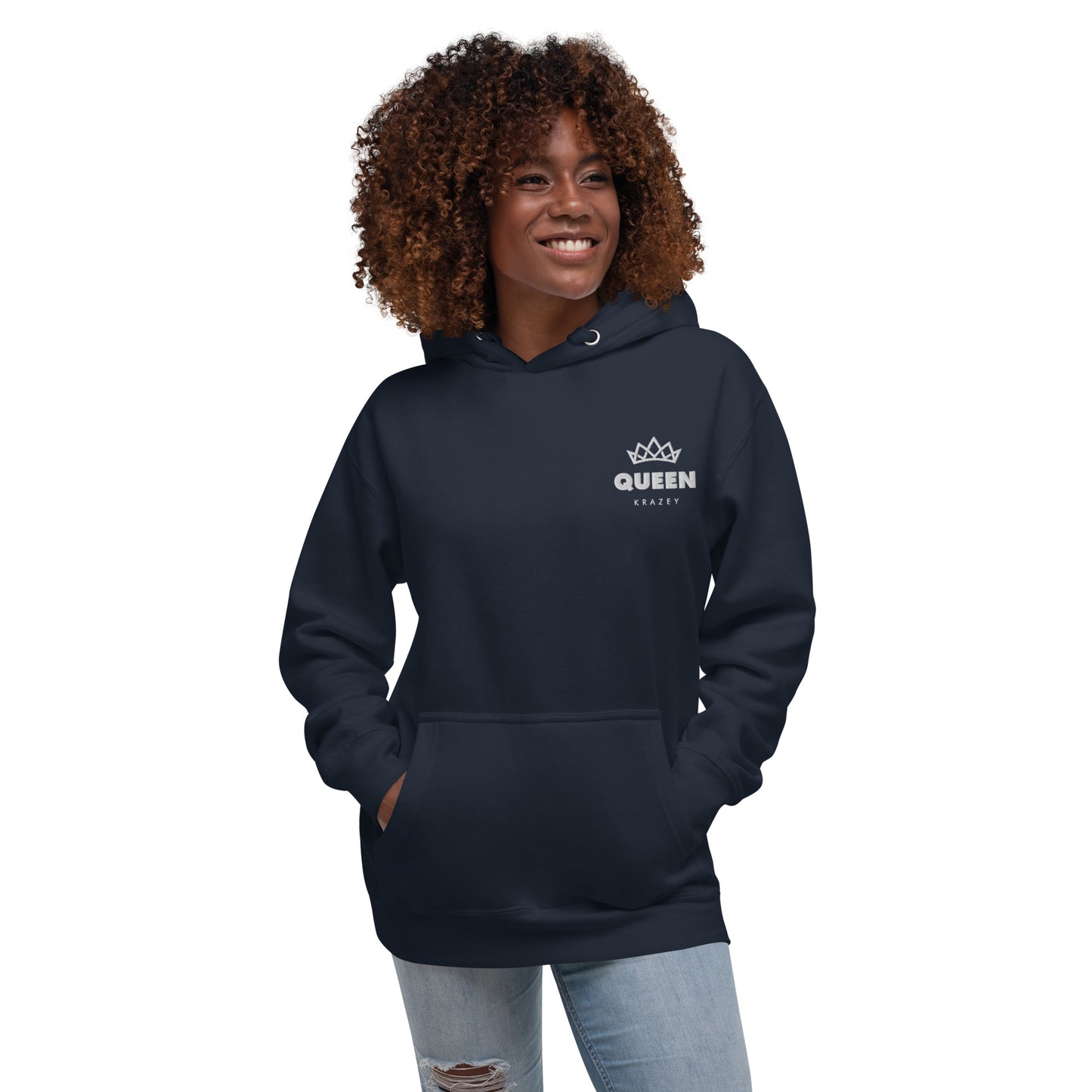 QueenKrazey Embroidered Unisex Hoodie - White Logo