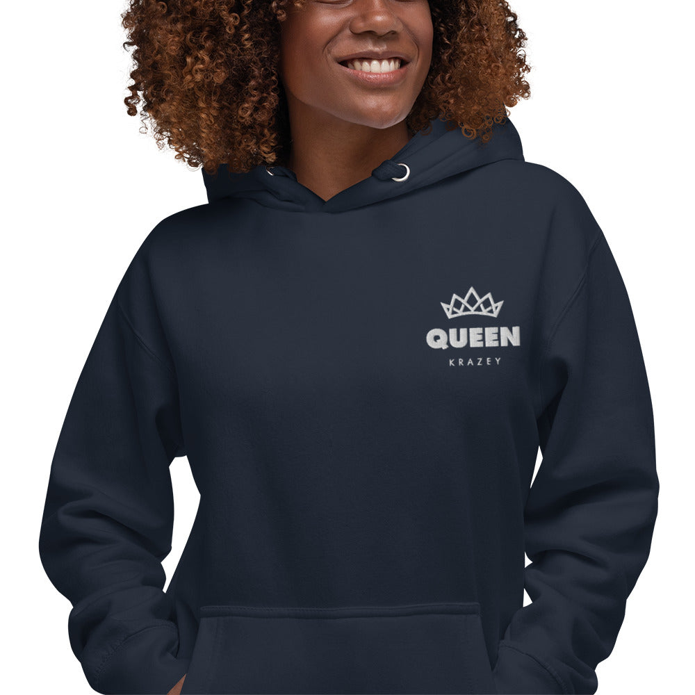 QueenKrazey Embroidered Unisex Hoodie - White Logo