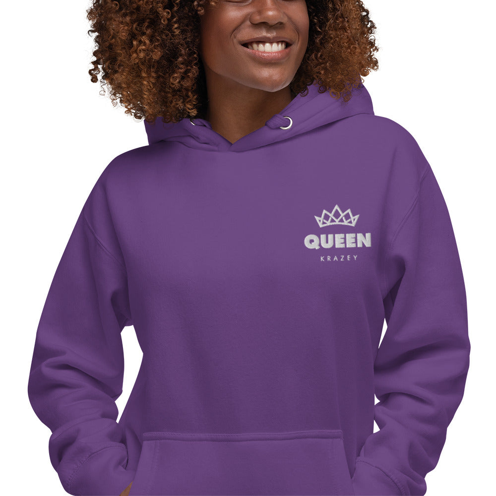 QueenKrazey Embroidered Unisex Hoodie - White Logo