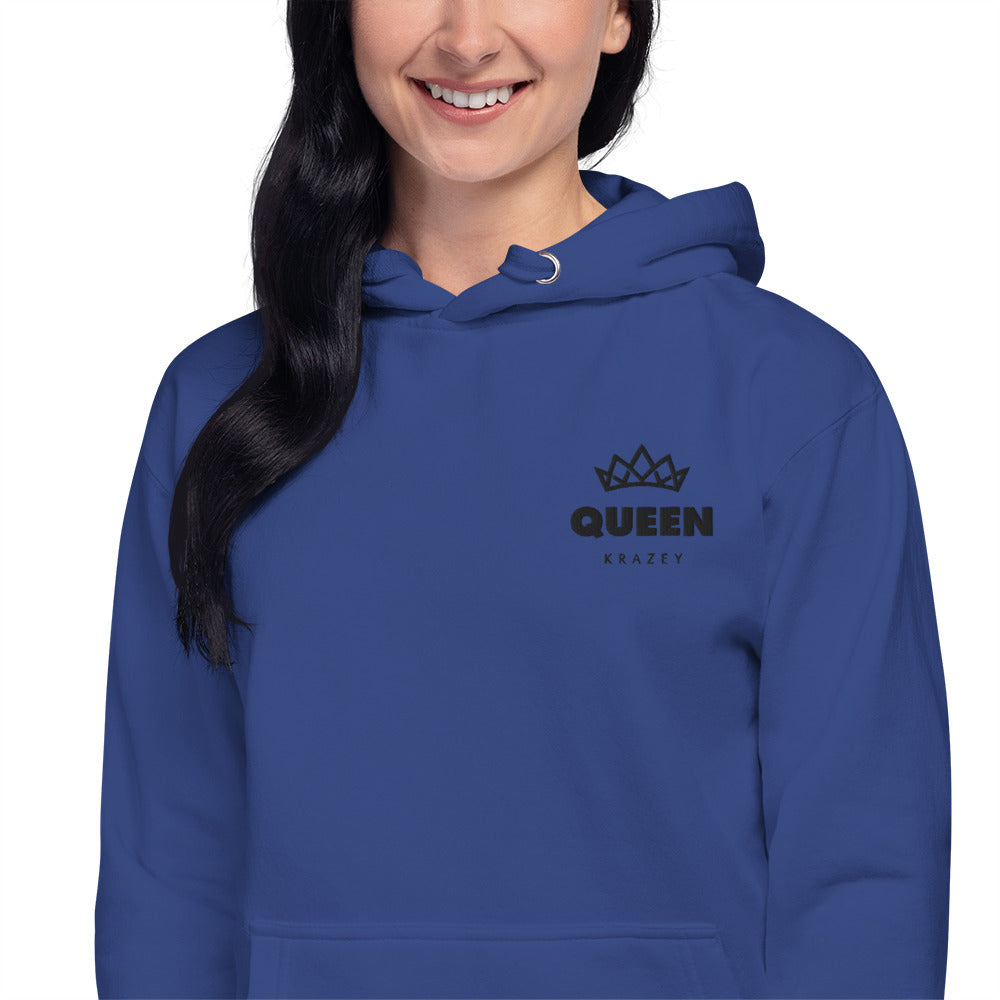 QueenKrazey Embroidered Unisex Hoodie - Black Logo