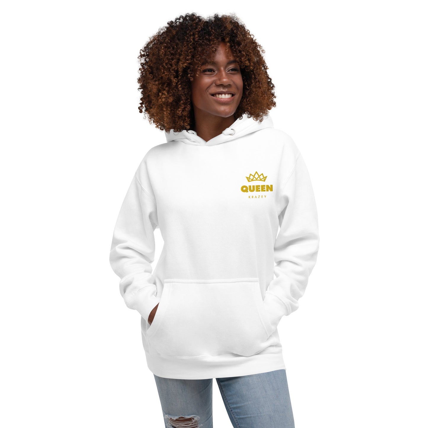 QueenKrazey Embroidered Unisex Hoodie - Yellow Logo